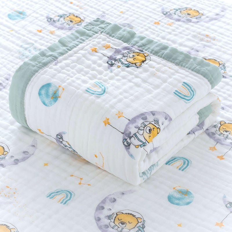 Four Seasons Baby Bubble Gauze Bath Towel Wrap Cute Cartoon Kindergarten Baby Nap Quilt Cover Blanket - Image 2