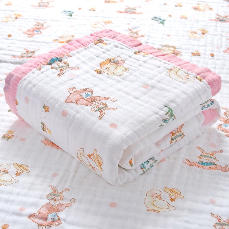 Four Seasons Baby Bubble Gauze Bath Towel Wrap Cute Cartoon Kindergarten Baby Nap Quilt Cover Blanket - Image 4
