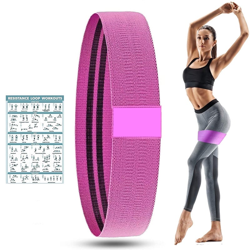 HOPz Pink Color Anti-Slip Fabric Resistance Loop Bands for Women & Men. Stretchable Exercise Mini Band to Workout Booty HIPS Glutes Thighs Legs abs at Home, Outdoors or Gym - Image 4