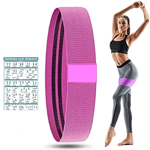 HOPz Pink Color Anti-Slip Fabric Resistance Loop Bands for Women & Men. Stretchable Exercise Mini Band to Workout Booty HIPS Glutes Thighs Legs abs at Home, Outdoors or Gym - Image 1