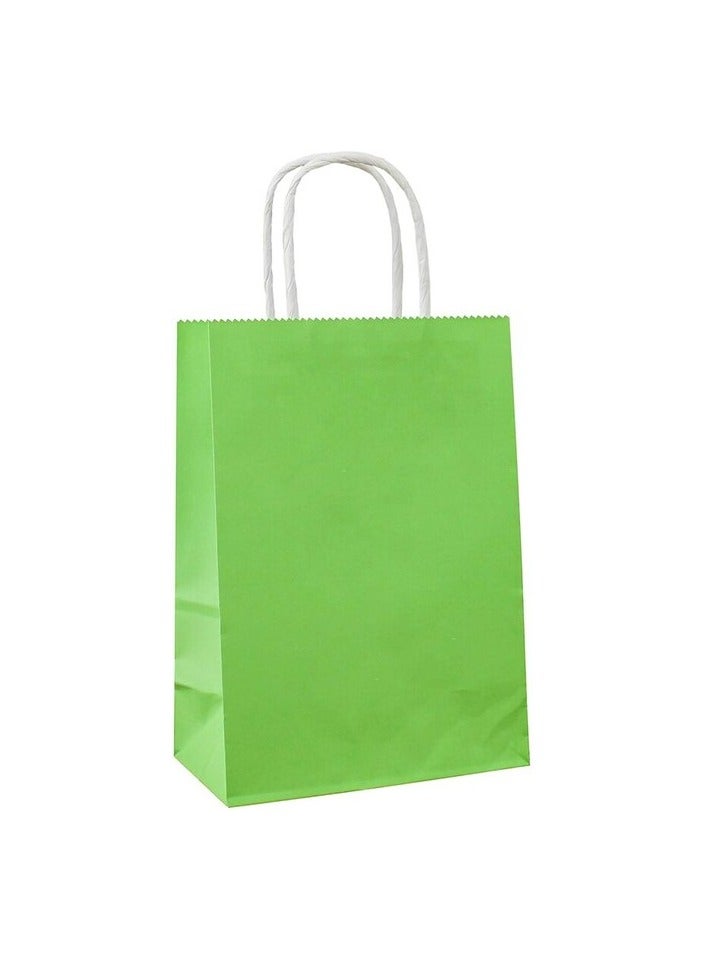 Party Time 12-Pieces A5 Light Green Kraft Paper Bags with Handle Party Gift Bag - Image 1