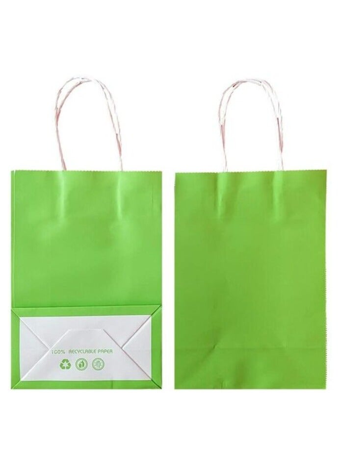 Party Time 12-Pieces A5 Light Green Kraft Paper Bags with Handle Party Gift Bag - Image 2