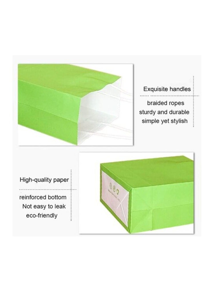 Party Time 12-Pieces A5 Light Green Kraft Paper Bags with Handle Party Gift Bag - Image 3