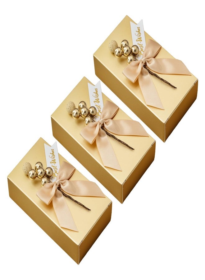 Rodvanvo 20PCS Champagne Gold Gift Box Bow Tree Fruit Decorative Candy Box Birthday, Wedding Party Supplies Square Gift Boxes For Candies (Champagne Gold Large - Image 1