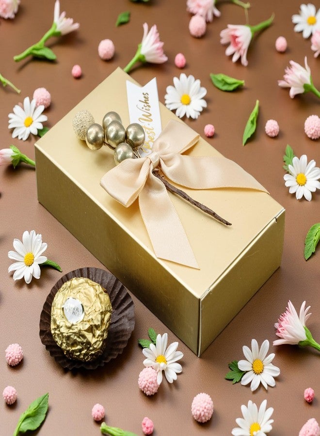 Rodvanvo 20PCS Champagne Gold Gift Box Bow Tree Fruit Decorative Candy Box Birthday, Wedding Party Supplies Square Gift Boxes For Candies (Champagne Gold Large - Image 5