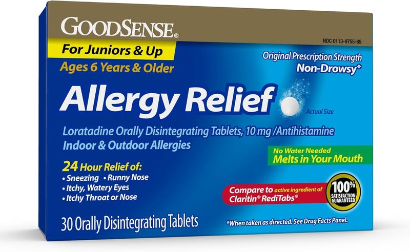 GoodSense Loratadine Orally Disintegrating Tablets 10 mg 24Hour Allergy Medicine Antihistamine Melts in Your Mouth for Ages 6 and up - Image 1
