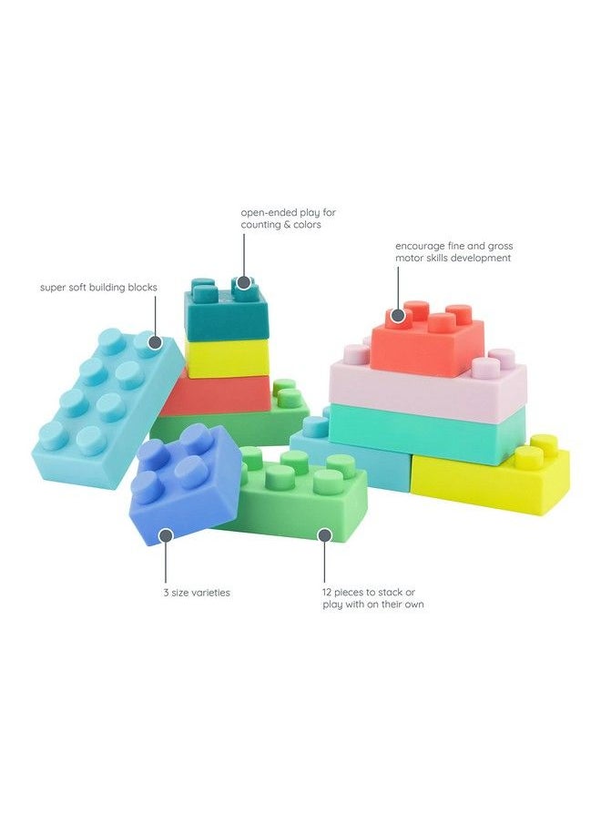 infantino - Super Soft Building Blocks Easy To Hold For Babies & Toddlers Bpa Free Multi Colored 12 Piece Set - Image 1