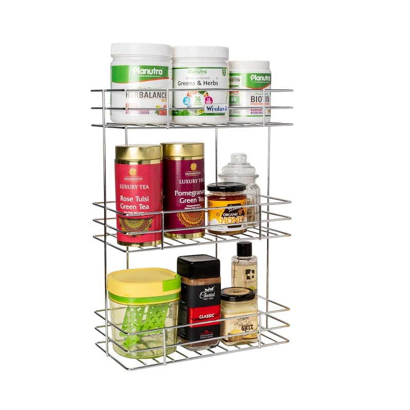 Tinbell Stainless Steel Multipurpose Bathroom Storage Rack Floor Mount Bathroom and Closet Shelves Holder For Store A Bathroom Accessories 3 Shelf - Image 2