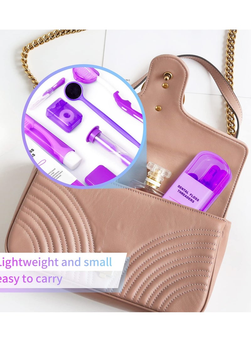 طقم تنظيف الأسنان ، 8 طقم العناية بتقويم الأسنان ، طقم فرشاة أسنان تقويم الأسنان ، فرشاة أسنان السفر ، خيط تنظيف الأسنان الشمع ، خيط تنظيف الأسنان مرآة الفم ، ( الأرجواني ) - Image 5