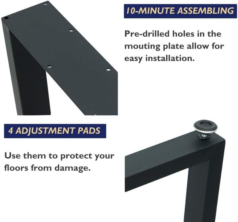 POLUNCA Metal Table Legs 28 InchIndustrial Modern High Coffee Table Legs Black Metal Desk Legs Triangle Shape Bench Chair BaseSet of 228 H x197W - Image 5