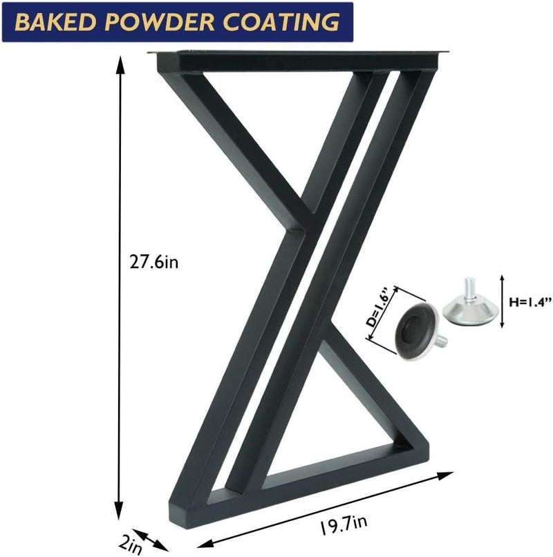 POLUNCA Metal Table Legs 28 InchIndustrial Modern High Coffee Table Legs Black Metal Desk Legs Triangle Shape Bench Chair BaseSet of 228 H x197W - Image 2