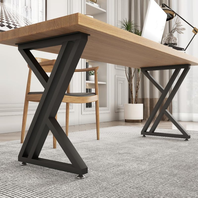 POLUNCA Metal Table Legs 28 InchIndustrial Modern High Coffee Table Legs Black Metal Desk Legs Triangle Shape Bench Chair BaseSet of 228 H x197W - Image 1