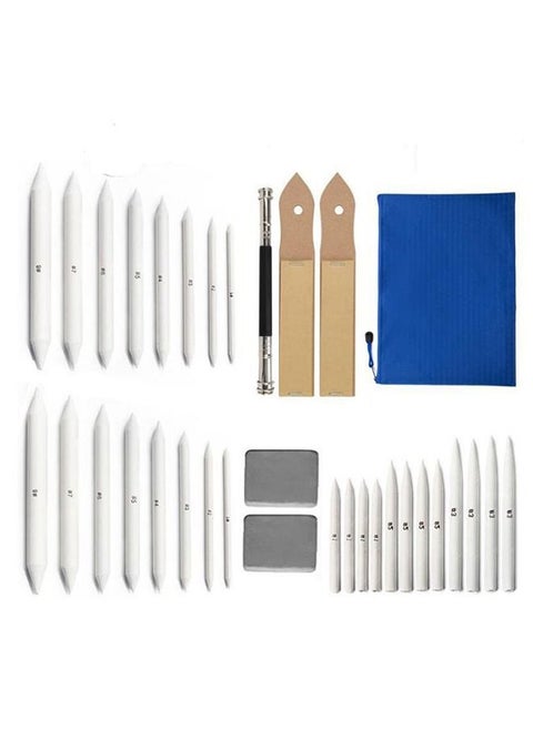 33-Piece Blending Stumps and Tortillion ​Set Art Blenders with Sketch Sandpaper Pencil Sharpener Extension  Kneaded Eraser Sponge Sketch for Student Sketch Drawing Tool Set