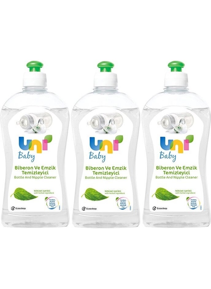 Uni baby Bottle and Pacifier Cleaner 500ML (Set of 3)  - Image 1