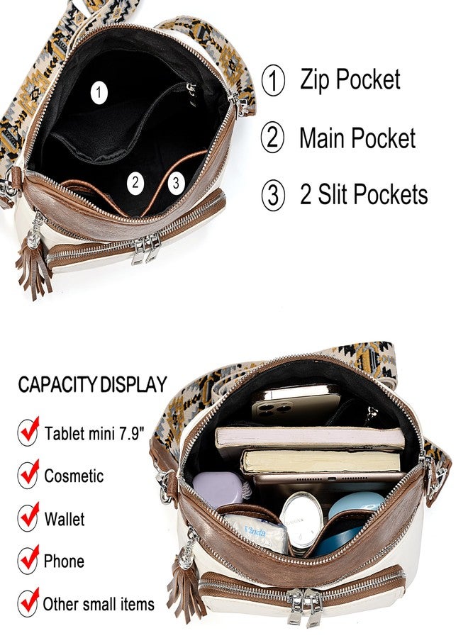 UTO RFID Crossbody Bags for Women Vegan Leather Purses Women's Shoulder Handbags with Tassel Wide Strap - Image 3