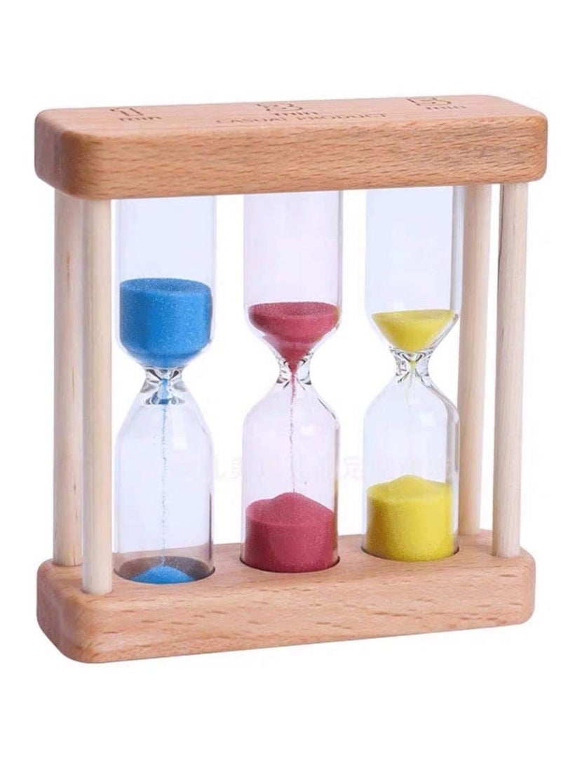 Wooden Sand Hourglass Timer Wood Frame Hourglass Sandglass Sand Clock Timer 1+3+5 Minute Mini Sand Timer Decoration Small Gift for Games Classroom Home Office Decoration (Colored) - Image 5