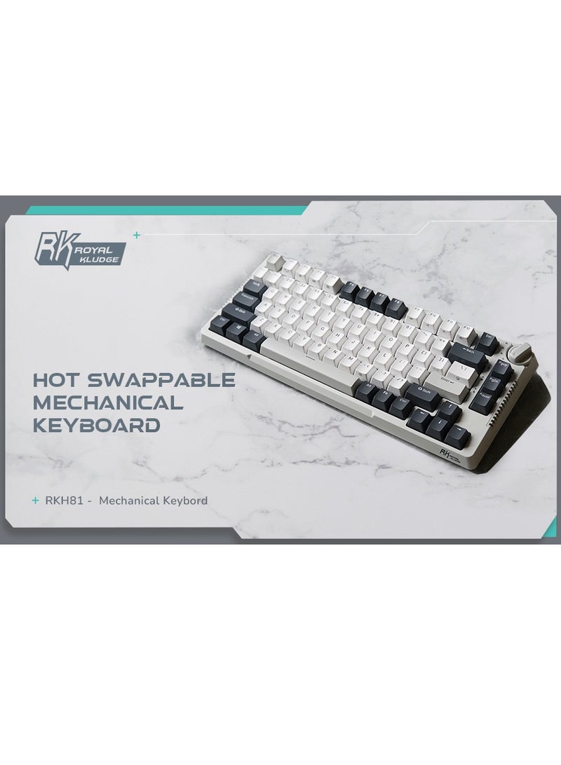 رويال كلودج لوحة مفاتيح ميكانيكية قابلة للتبديل السريع H81، وضع ثلاثي RGB SkyCyan - Image 3