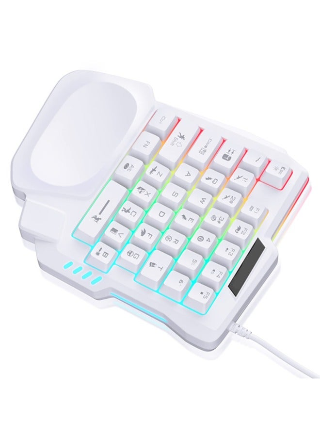 GNAFOTU One Handed Gaming Keyboard, Small Gaming Keyboard with Ergonomic Palm Rest, Mini Gaming Keypad, 35 Keys One-hand Wired Gaming Keypad Membrane Keyboard with LED for Gamer,White - Image 1