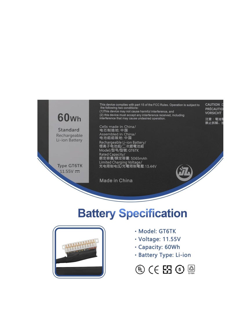 Terabyte بطارية احتياطية لجهاز الكمبيوتر المحمول متوافقة مع Dell Latitude 9440 9450 2 في 1 سلسلة - Image 3