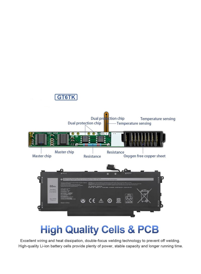 Terabyte بطارية احتياطية لجهاز الكمبيوتر المحمول متوافقة مع Dell Latitude 9440 9450 2 في 1 سلسلة - Image 4