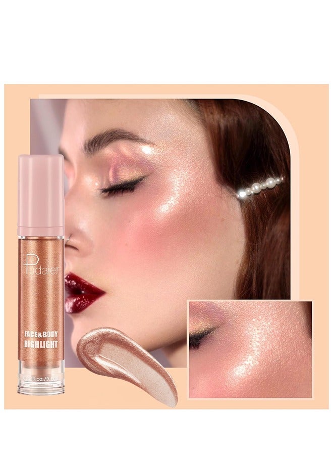بوداير مستحضر هايلايتر سائل، معزز سائل يدوم طويلاً للبشرة المتوهجة، مقاوم للماء، هايلايتر للوجه بلمسة ناعمة وبراقة، كريم كونسيلر، قلم تظليل الجسم، برونزر سائل. - Image 3