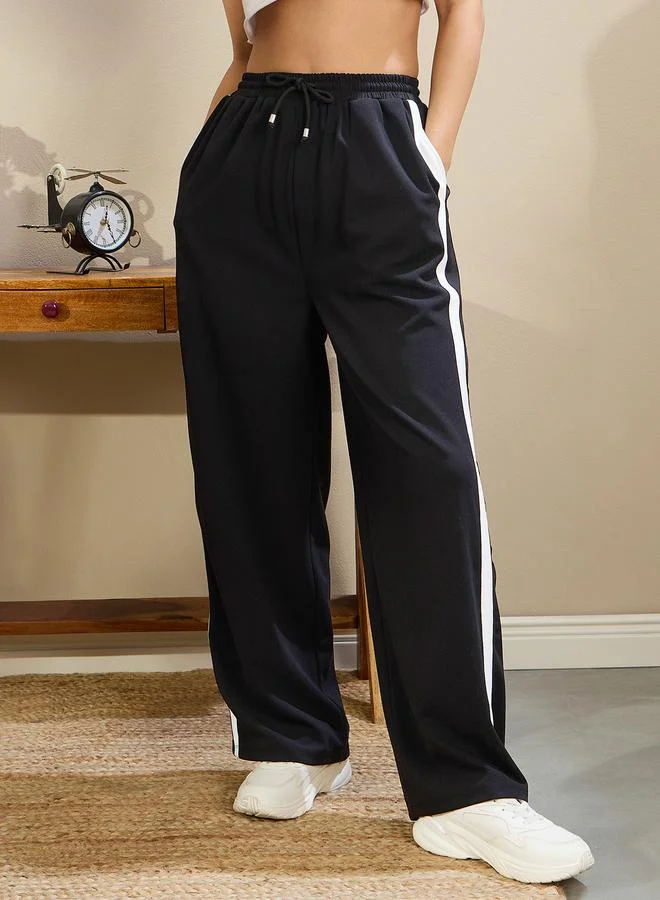 SASSAFRAS Sassafras Women Black Side Tape Drawstring Joggers