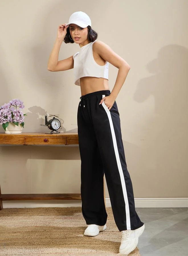SASSAFRAS Sassafras Women Black Side Tape Drawstring Joggers