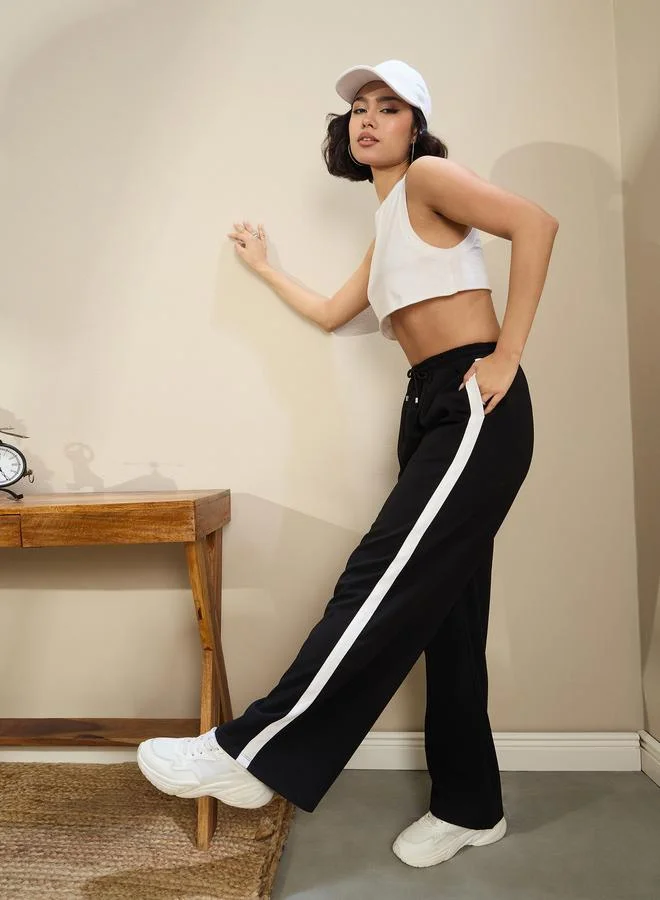 SASSAFRAS Sassafras Women Black Side Tape Drawstring Joggers