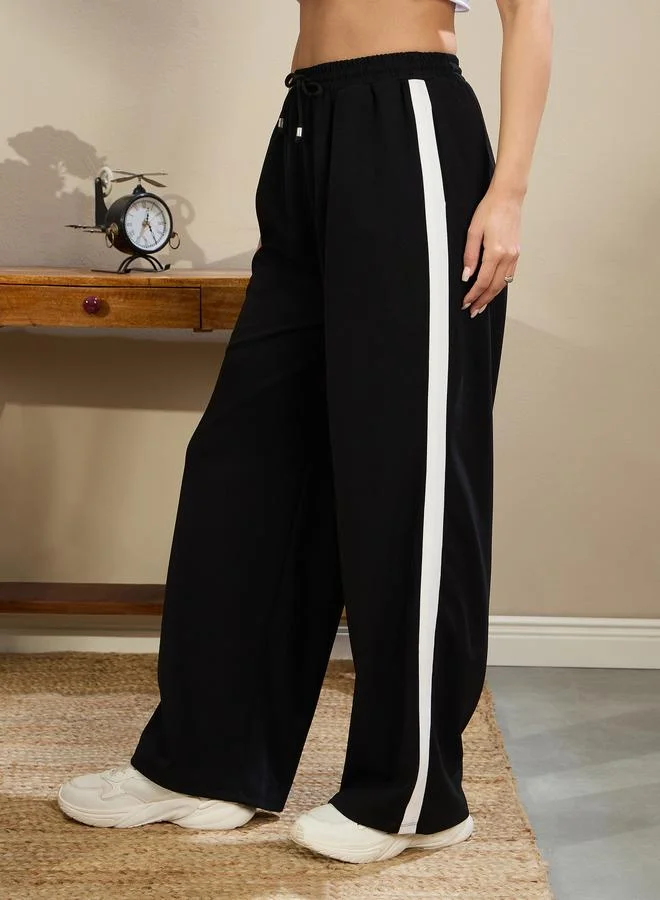 SASSAFRAS Sassafras Women Black Side Tape Drawstring Joggers