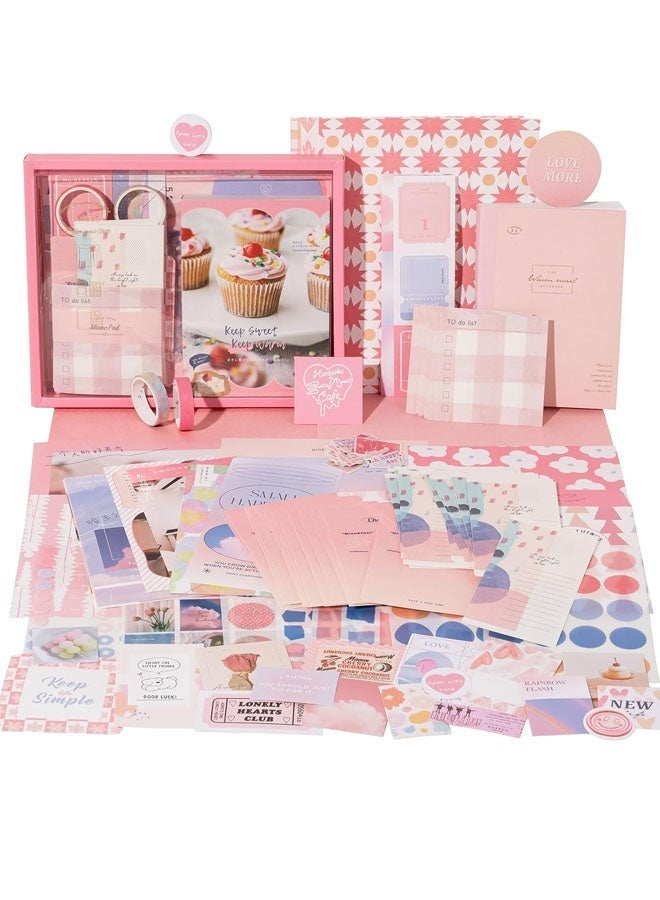 Beauenty Vintage Scrapbook Kit, Journaling Scrapbooking Supplies with A6 Grid Notebook, Aesthetic Paper, Stickers, Washi Tape for DIY Craft ﻿ - Image 1