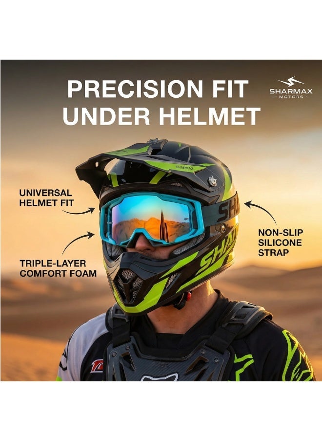SHARMAX Motorcycle Goggles Photochromic Polarized – Motocross Dirt Bike ATV Riding Glasses with Anti-Fog Lens, UV400 Protection, Roll-Off & Tear-Off System, Helmet Compatible - Image 3
