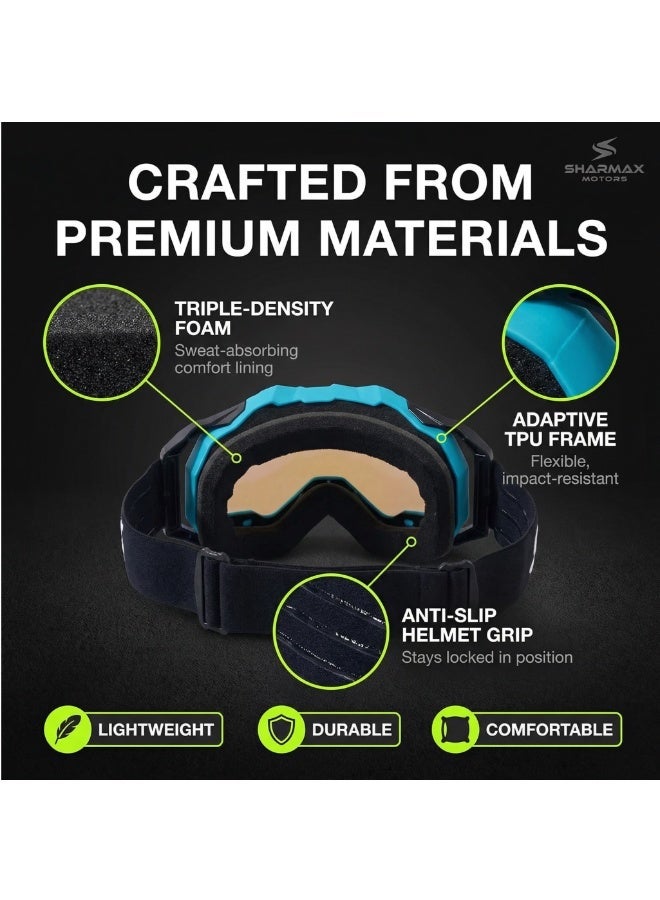 SHARMAX Motorcycle Goggles Photochromic Polarized – Motocross Dirt Bike ATV Riding Glasses with Anti-Fog Lens, UV400 Protection, Roll-Off & Tear-Off System, Helmet Compatible - Image 5
