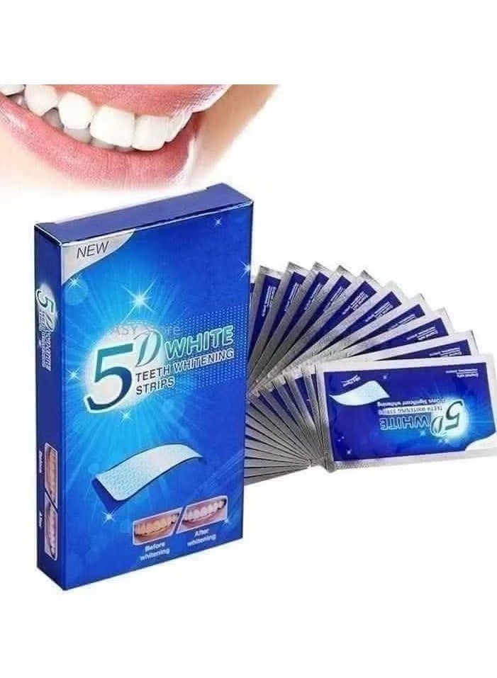 5دي شرائط تبييض الأسنان 5D باللون الأبيض – 10 شرائط لتبييض الأسنان. - Image 1
