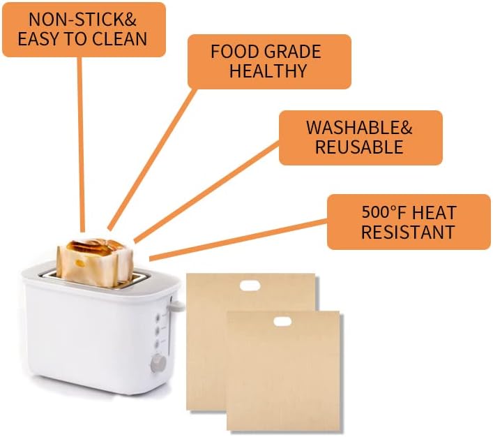 VCHOMY 8 Pack Toaster Bags Nonstick Reusable Easy to Clean for Grilled Cheese Sandwiches Toast Bread Snacks (8) - Image 3