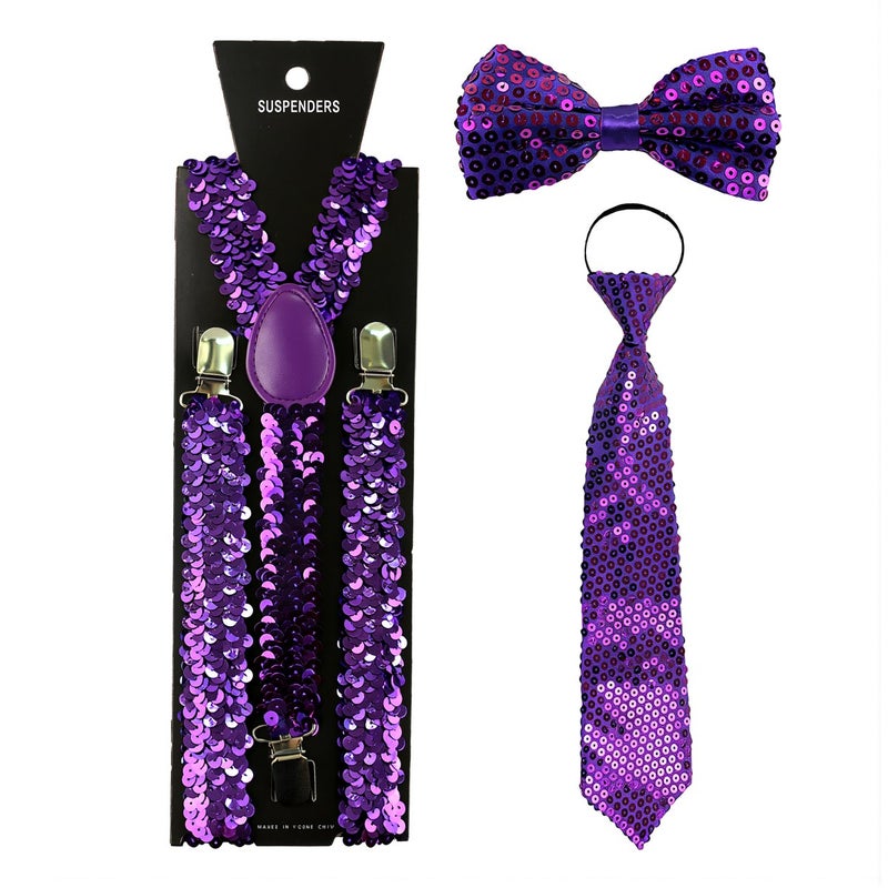 Unisex Adult Sequin Suspender Set 3 Pcs Lightweight Soft For All Party Events - Image 3