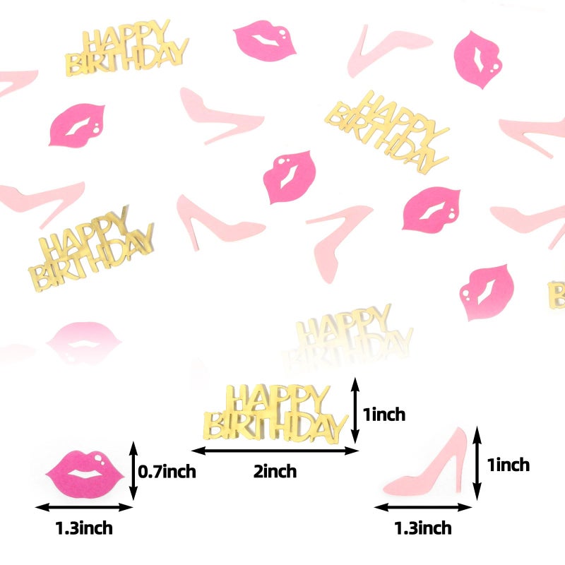 JNXCYQ Girl Happy birthday confetti high heels and lips confetti for woman birthday party table decorations - Image 2
