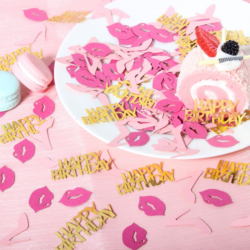 JNXCYQ Girl Happy birthday confetti high heels and lips confetti for woman birthday party table decorations - Image 4