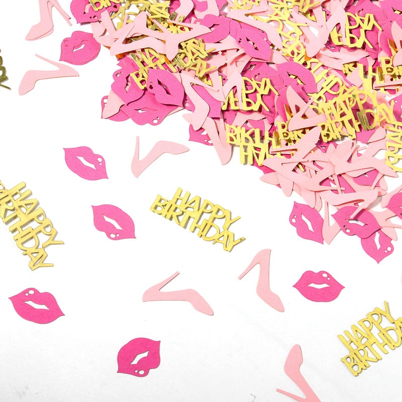 JNXCYQ Girl Happy birthday confetti high heels and lips confetti for woman birthday party table decorations - Image 3