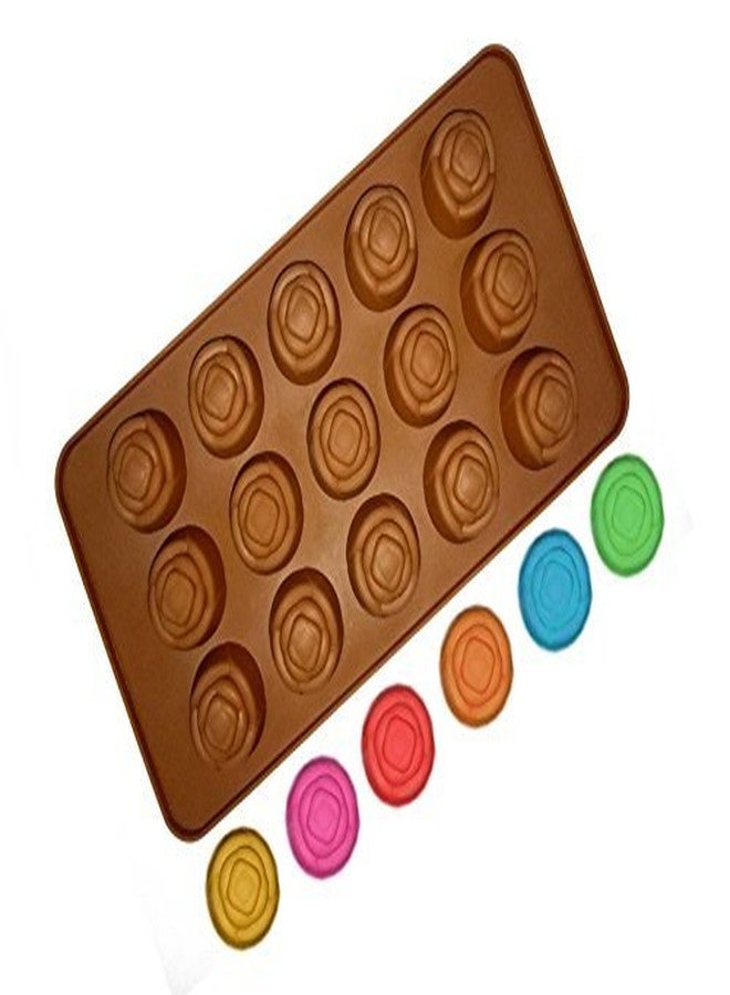 سيجا قالب سيليكون على شكل وردة من سيجا، قالب حلوى جيلي الشوكولاتة، قالب خبز الكيك، قالب خبز بـ 15 تجويف، بني - Image 1
