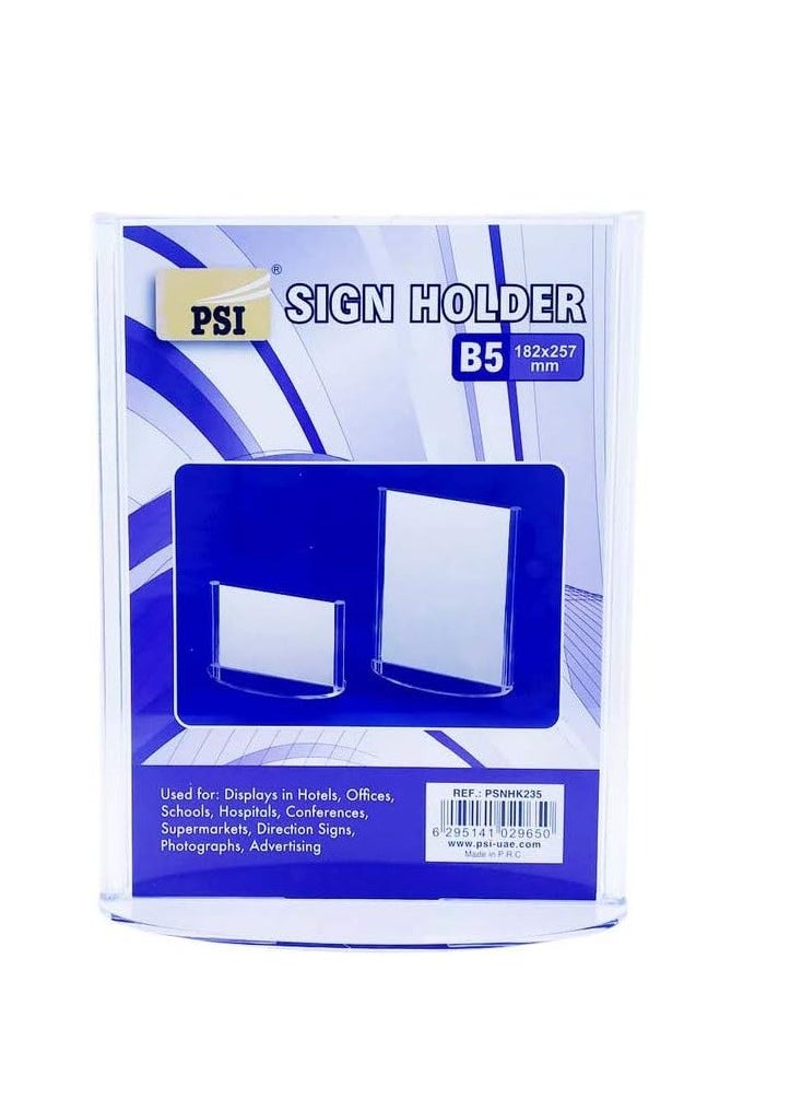 Psi SIGN HOLDER-VERTICAL"T-SHAPED",RE-USABLE,MENU HOLDER 182 X 257MM(B5)-TRANSPARENT  - Image 2