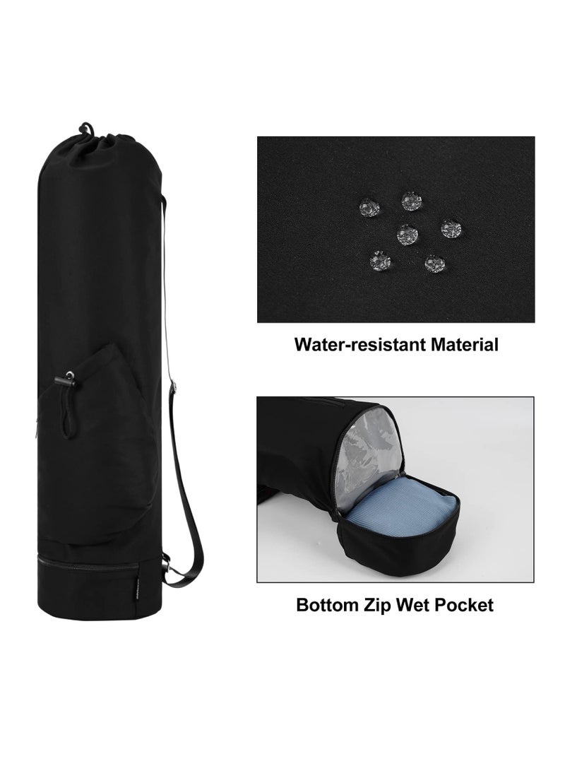 SYOSI Yoga Mat Bag, With Water Bottle Pocket and Bottom Wet Pocket, Exercise Yoga Mat Carrier Multi-Functional Storage Bag, Yoga Mat Bag for Men Women, Travel Men Yoga Gym Bag with Water Bottle Pocket  - Image 3