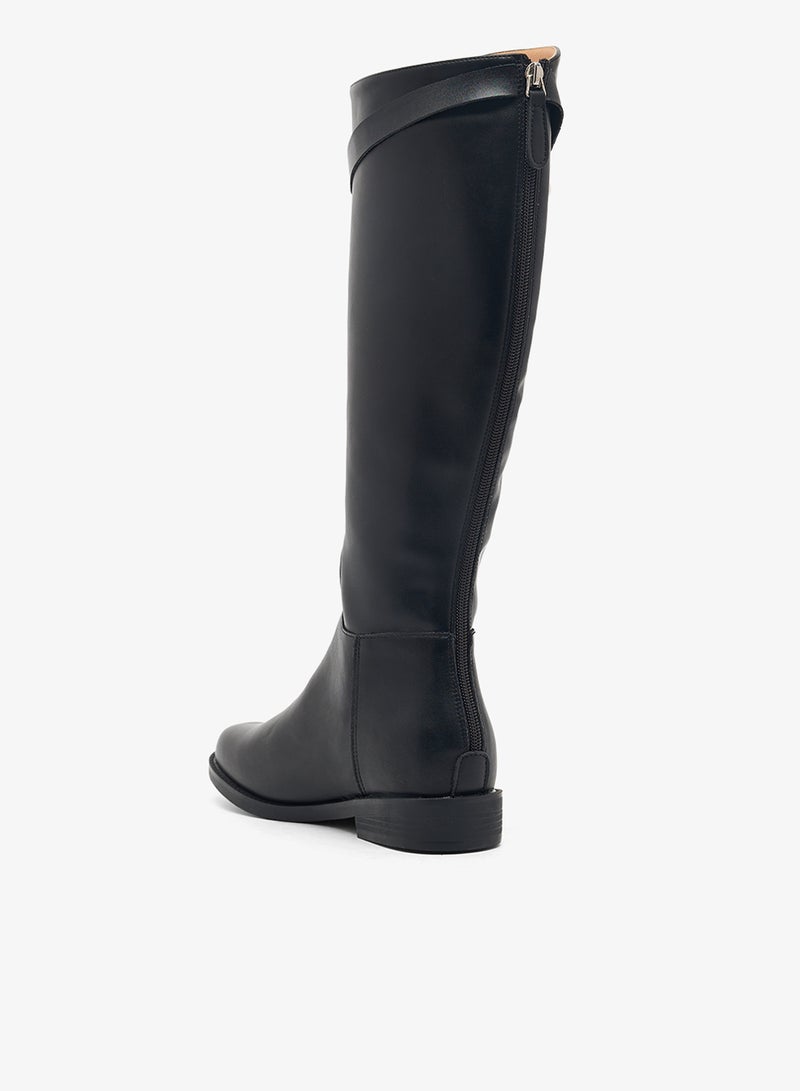 Ginger Metallic Buckle Detail Knee High Boots - Image 3