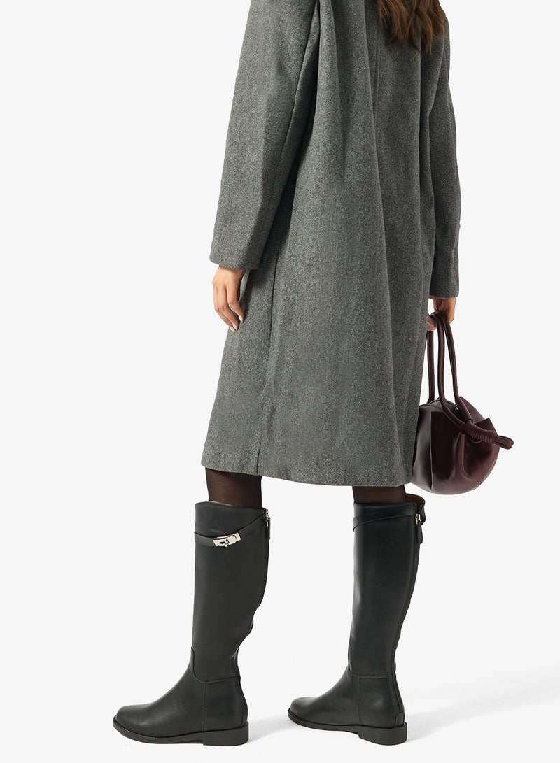 Ginger Metallic Buckle Detail Knee High Boots - Image 5