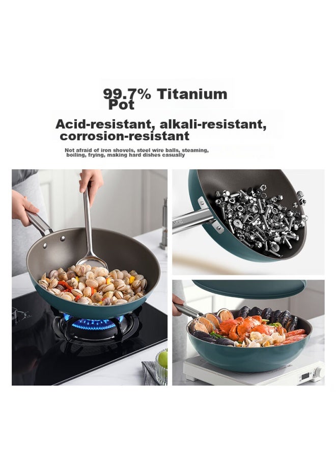 Deslon Titanium Non-stick Frying Pan, Coating-free Household less Flat Bottom Gas Stove Induction Cooker Non-stick Stir-fry Pan - Image 3