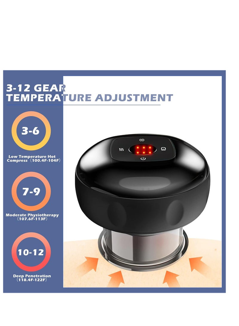 مجموعة حجامة كهربائية الة علاج الحجامة الكهربائية الذكية بضوء احمر , مدلك قابل لاعادة الشحن للرقبة والظهر - Image 3