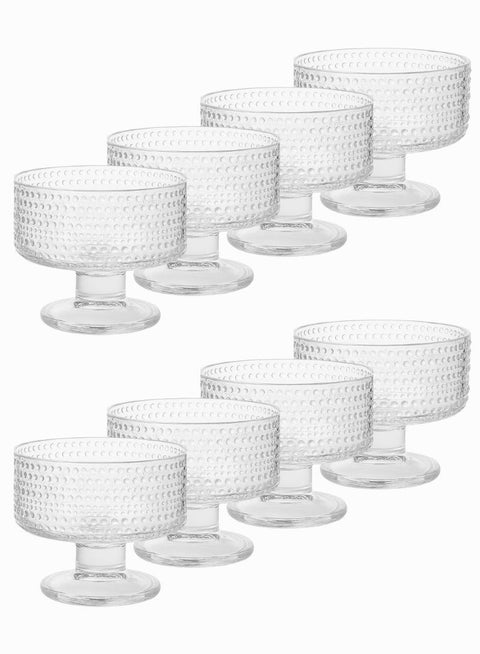 8-Piece Crystal Glass Dessert Bowl Set with Base | Premium Cups for Sweets & Ice Cream