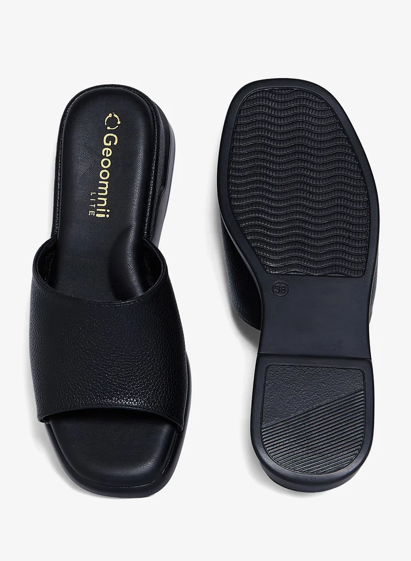 Geoomnii BLACK Geoomnii Comfort Slide Sandals for Women – Cushioned Slip-On Casual Sandals for Daily Wear, Home, Travel & Walking for Women | Best Price UAE