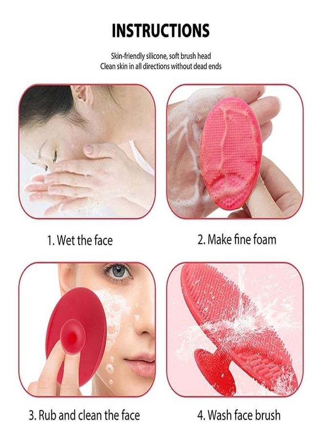 Giffy Soft Bristles Scrubber Face Massage Exfoliating Facial Baby Shower Shampoo Suction Cup Silicone Pore Cleanser Brush Smooth Skin for Women Multicolor (4) - Image 3