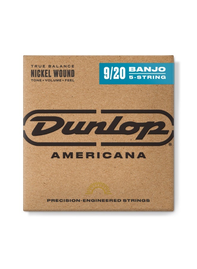 Dunlop DJN0920 Americana Nickel Wound – Tenor Loop End Banjo Strings 09-20 5-String - Image 1