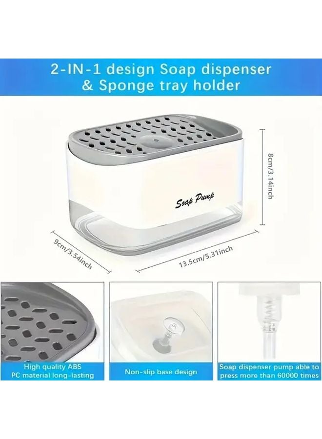 White Press Type Soap Dispenser Kitchen Sink Sponge Rack Organizer - Image 3